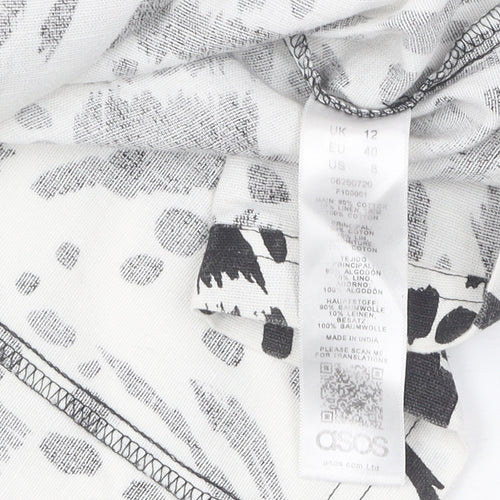 ASOS Women's Black White Animal Print Pinafore Dress UK 12