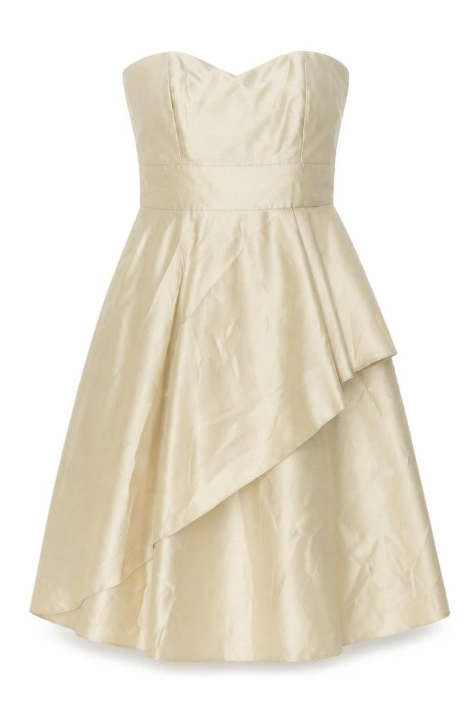 Front view of Marks & Spencer Gold Strapless Midi Dress