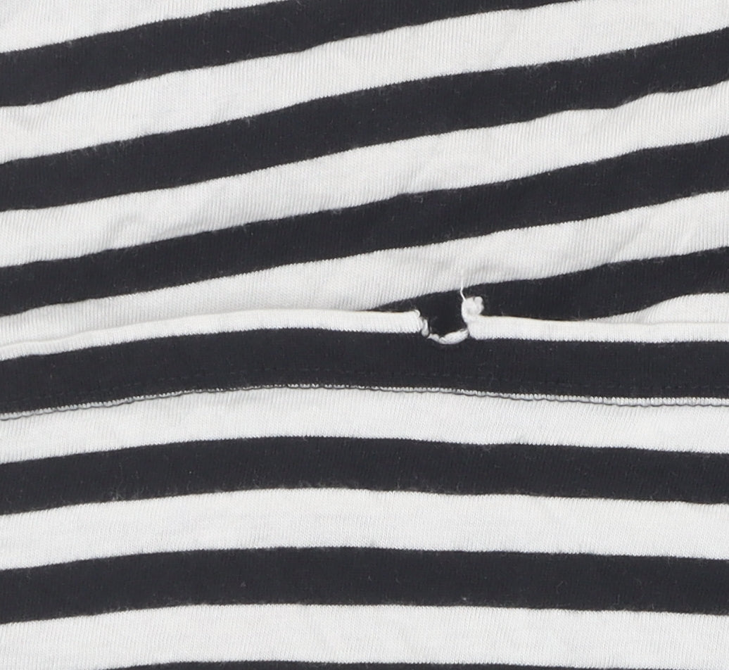 Monki Women's Black White Striped XS T-Shirt, Casual