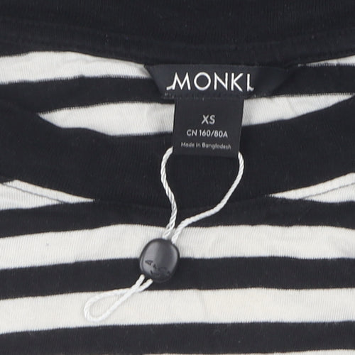 Monki Women's Black White Striped XS T-Shirt, Casual