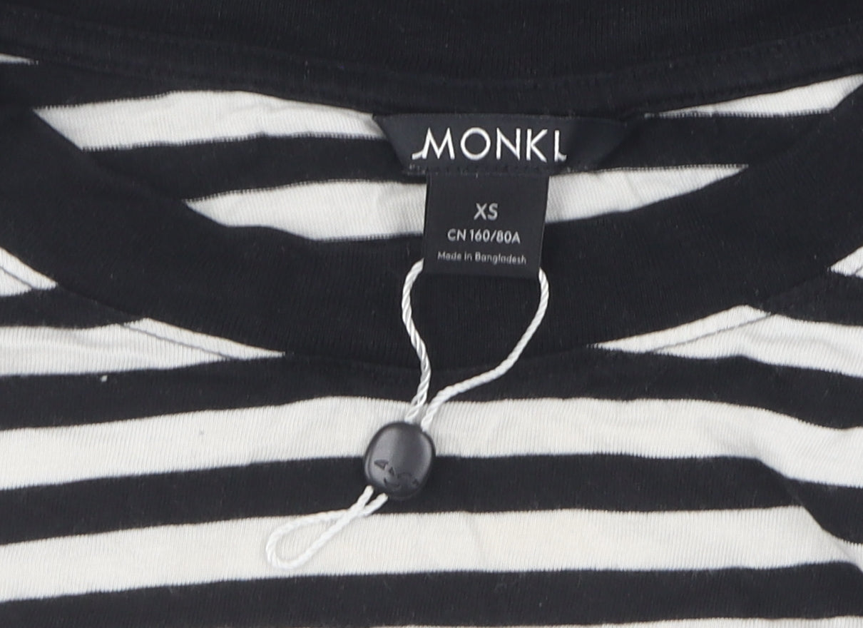 Monki Women's Black White Striped XS T-Shirt, Casual