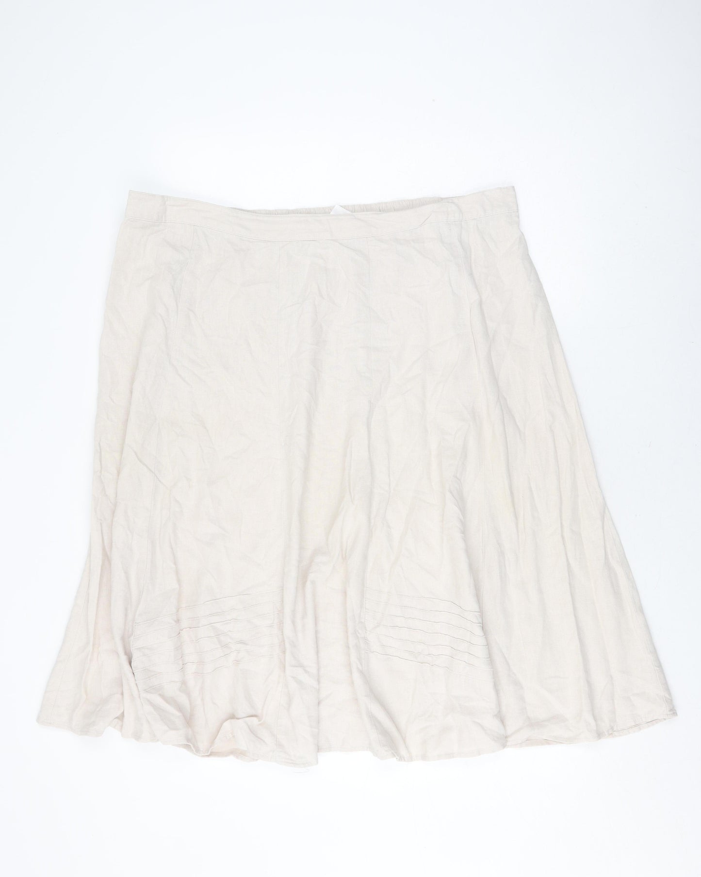 Damart Women Ivory Plus Size Elastic Waist Skirt