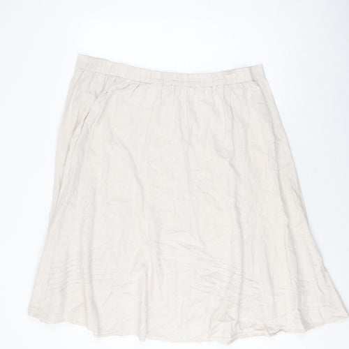 Damart Women Ivory Plus Size Elastic Waist Skirt