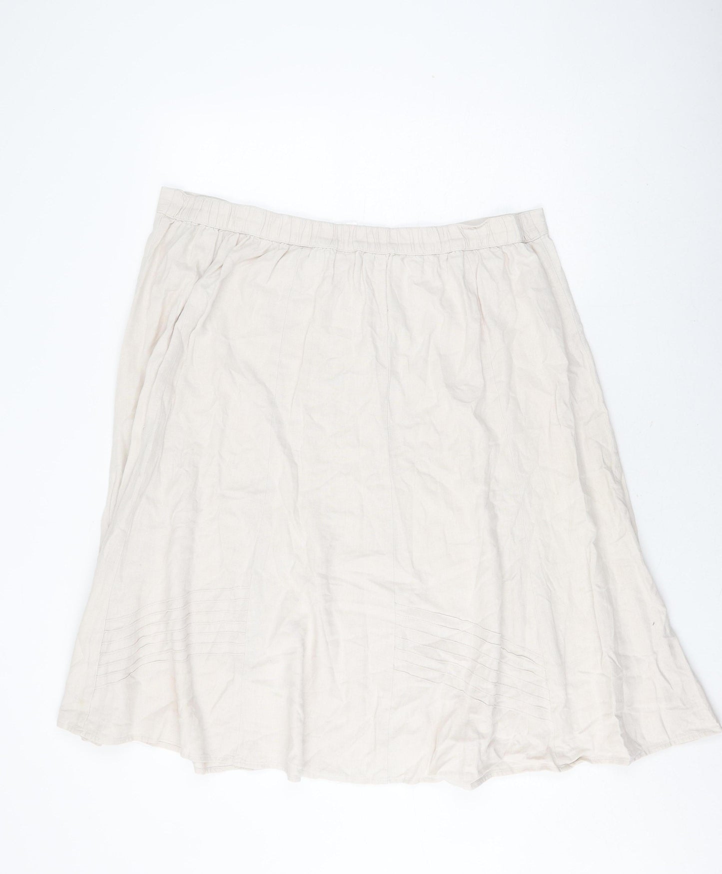 Damart Women Ivory Plus Size Elastic Waist Skirt