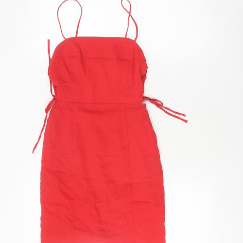 Zara Women's Red XS Slip Dress with Ruffles