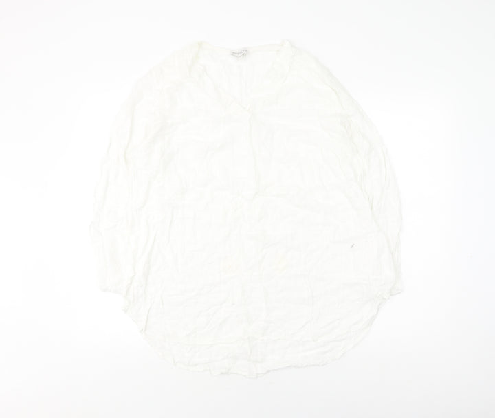 Apricot Women's White Cotton V-Neck Blouse Medium