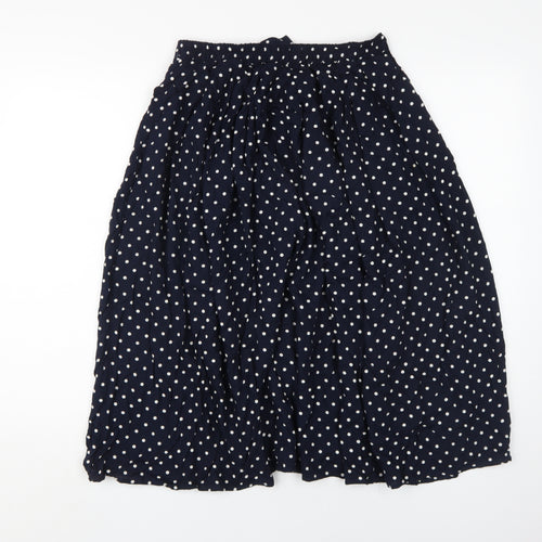 St Michael Women's Blue Polka Dot Long A-Line Skirt, Size 14