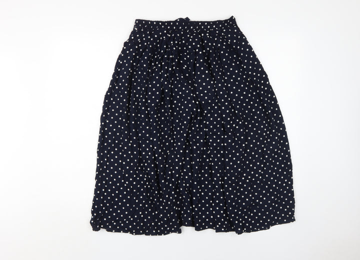 St Michael Women's Blue Polka Dot Long A-Line Skirt, Size 14