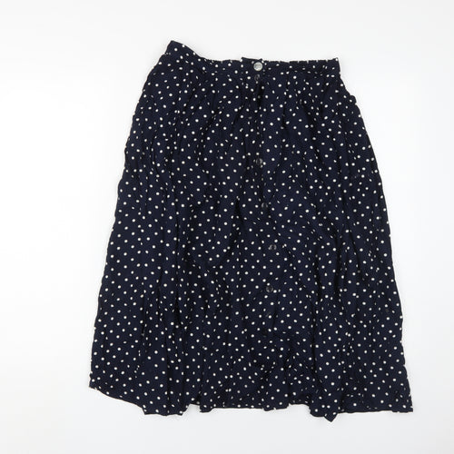 St Michael Women's Blue Polka Dot Long A-Line Skirt, Size 14