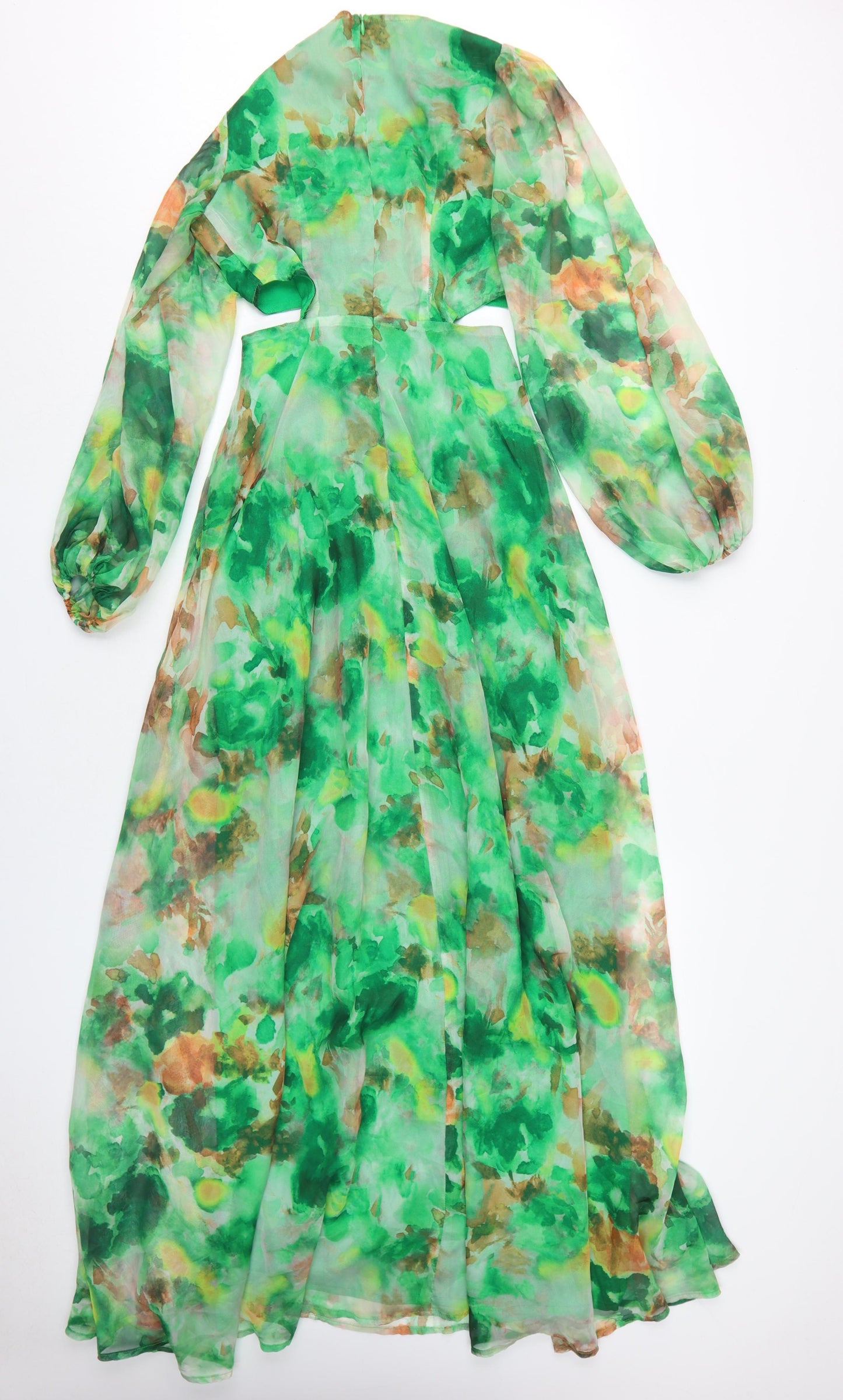 Boohoo Women's Green Floral Maxi Dress, Size 8