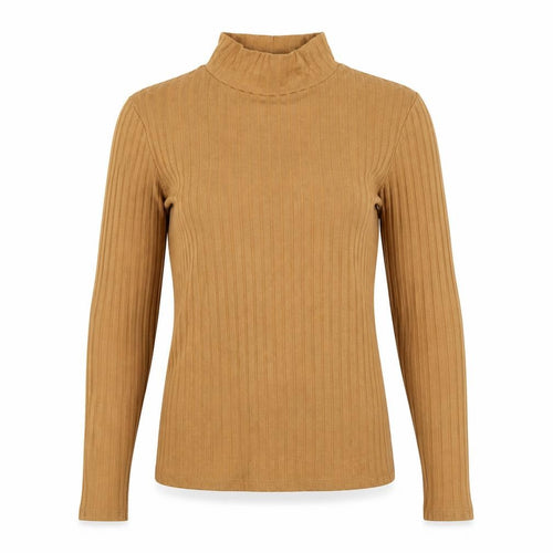 Topshop Women's Brown Long Sleeve Slim Fit High Neck Top