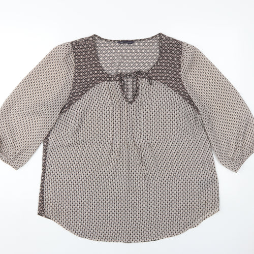 Marks and Spencer Women's Beige Geometric Tunic Blouse Size 14