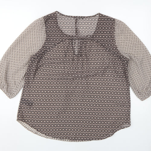 Marks and Spencer Women's Beige Geometric Tunic Blouse Size 14