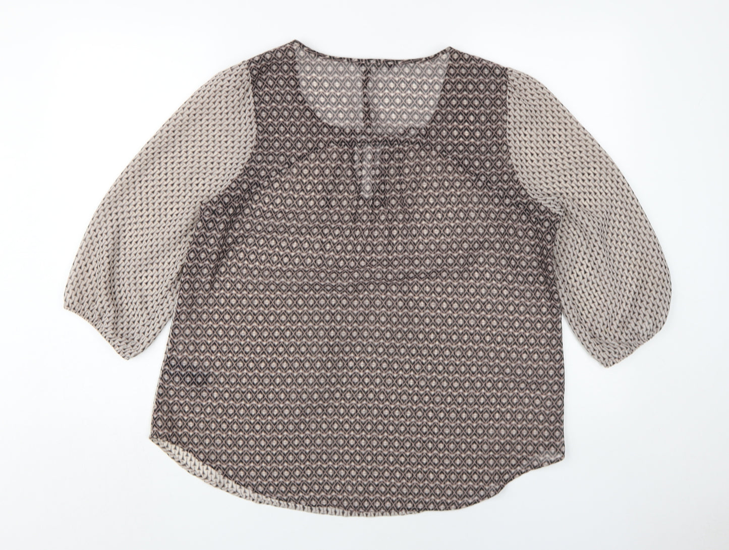 Marks and Spencer Women's Beige Geometric Tunic Blouse Size 14