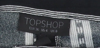 Topshop Women's Black Wide-Leg Striped Trousers, Size 8
