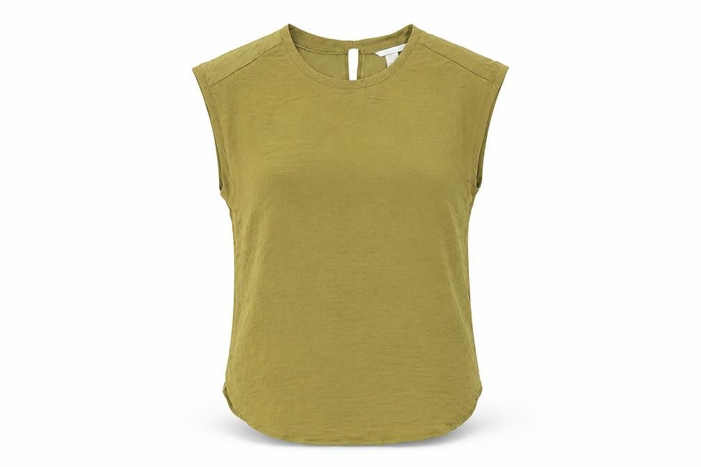 Front view of H&M Women's Green Sleeveless Blouse, size 6