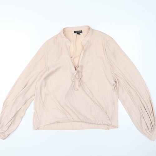 Topshop Women’s Beige Wrap Blouse, Size 6, Casual Chic