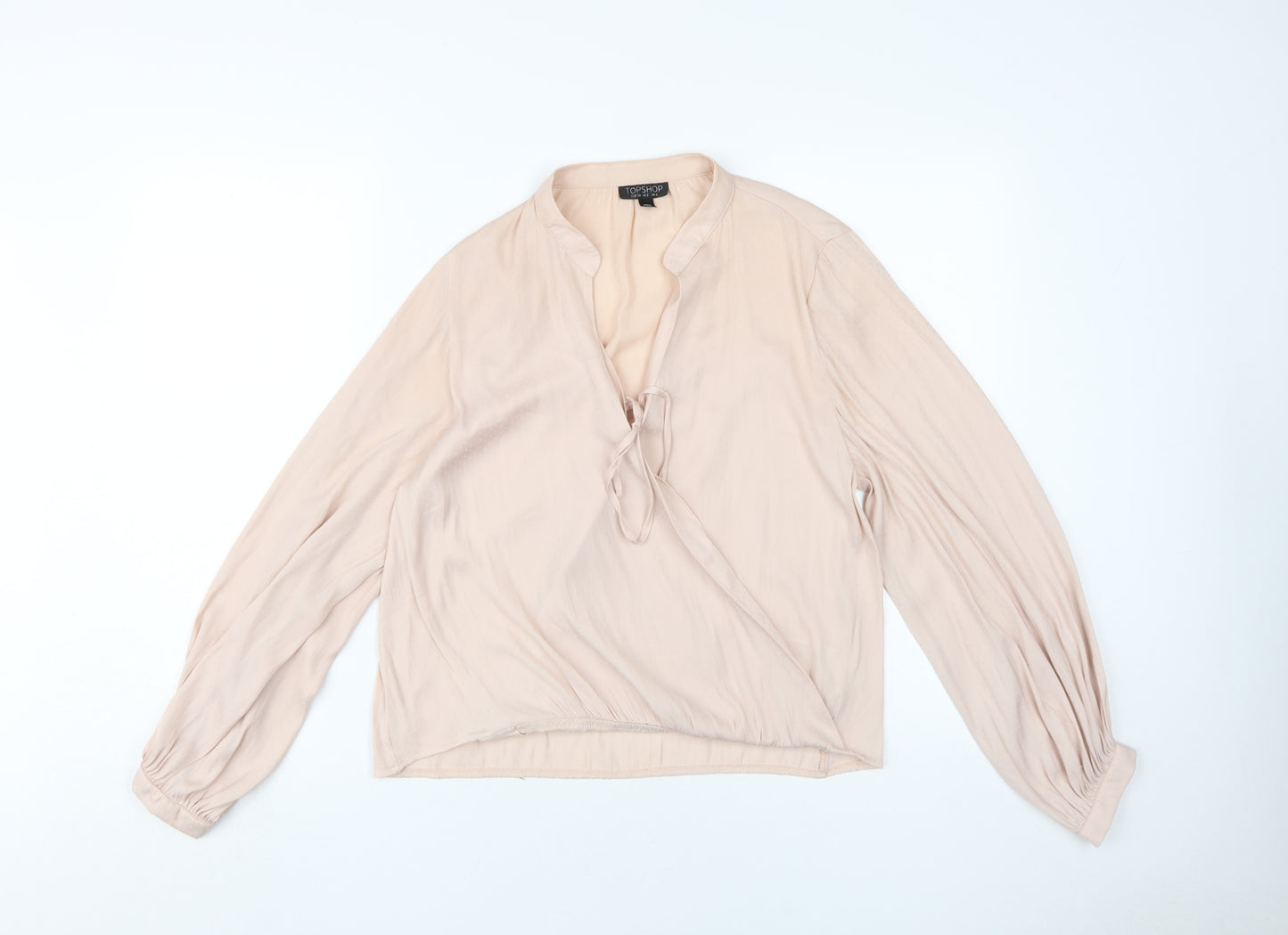 Topshop Women’s Beige Wrap Blouse, Size 6, Casual Chic