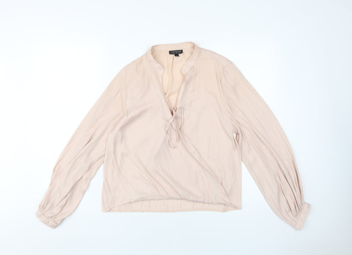 Topshop Women’s Beige Wrap Blouse, Size 6, Casual Chic