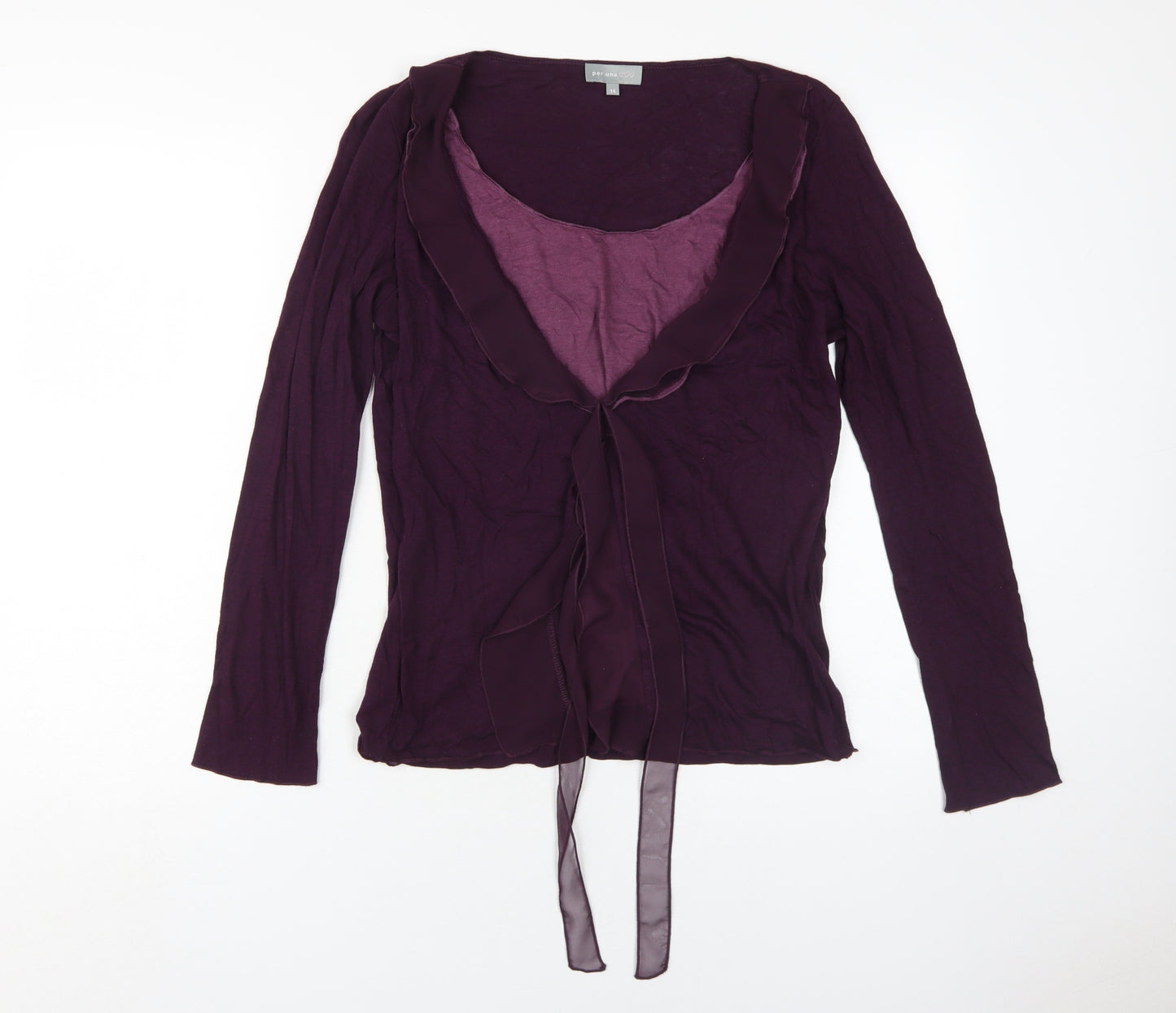 Marks & Spencer Purple Wrap Blouse 14 Women's Long Sleeve