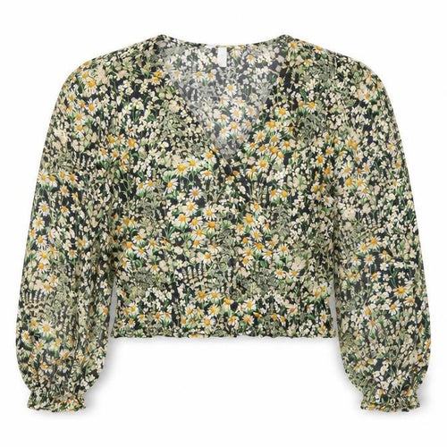 H&M Women's Floral Cropped Blouse, UK L, Viscose
