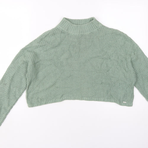 Hollister Women's Green Knit Pullover Jumper S