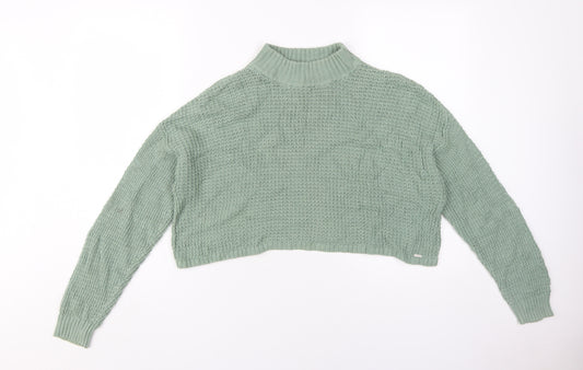 Hollister Women's Green Knit Pullover Jumper S