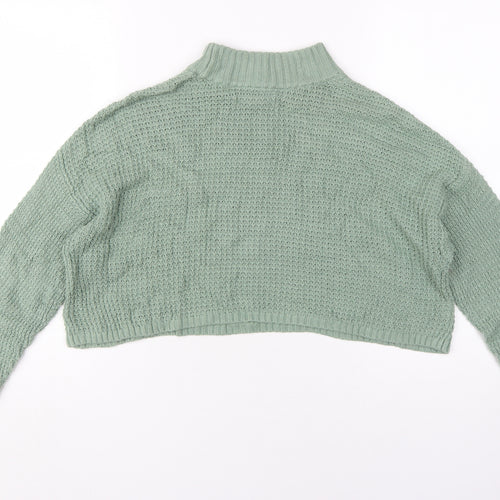 Hollister Women's Green Knit Pullover Jumper S
