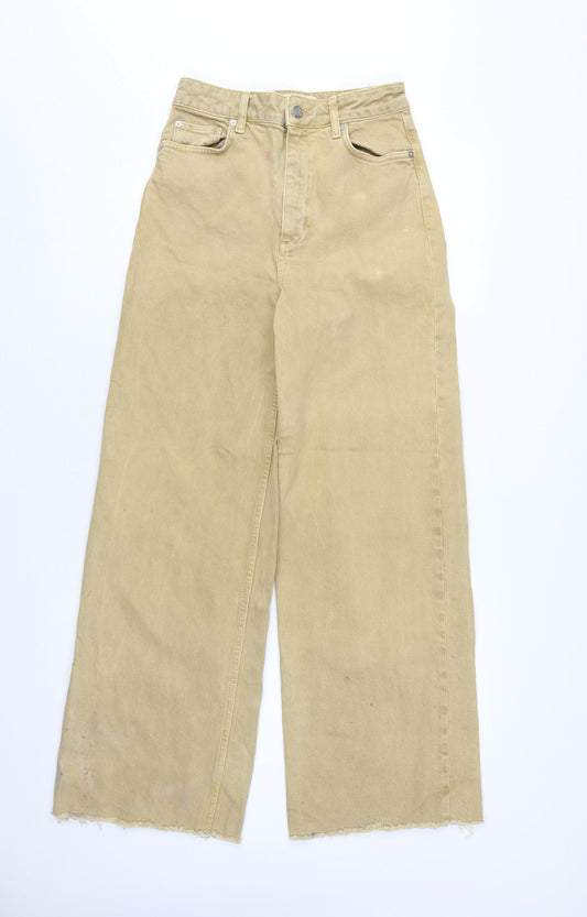 MNG Women's Beige Wide-Leg Denim Jeans, Size 10