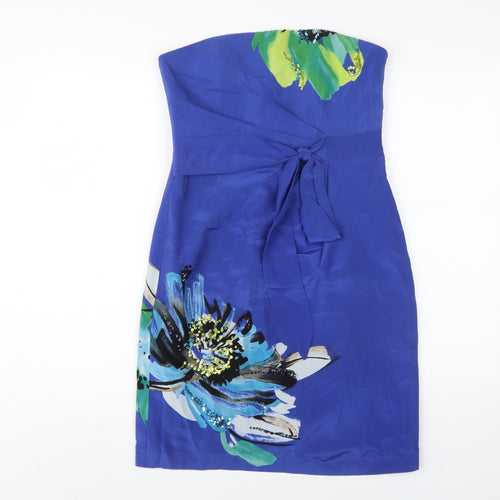 Coast Blue Silk Floral Strapless Sheath Dress 10