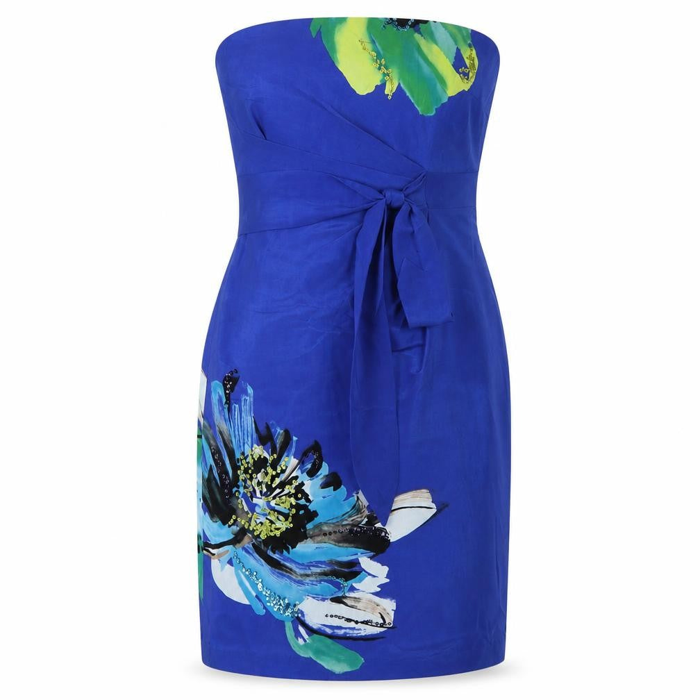 Front view of Coast Blue Silk Floral Strapless Sheath Dress 10