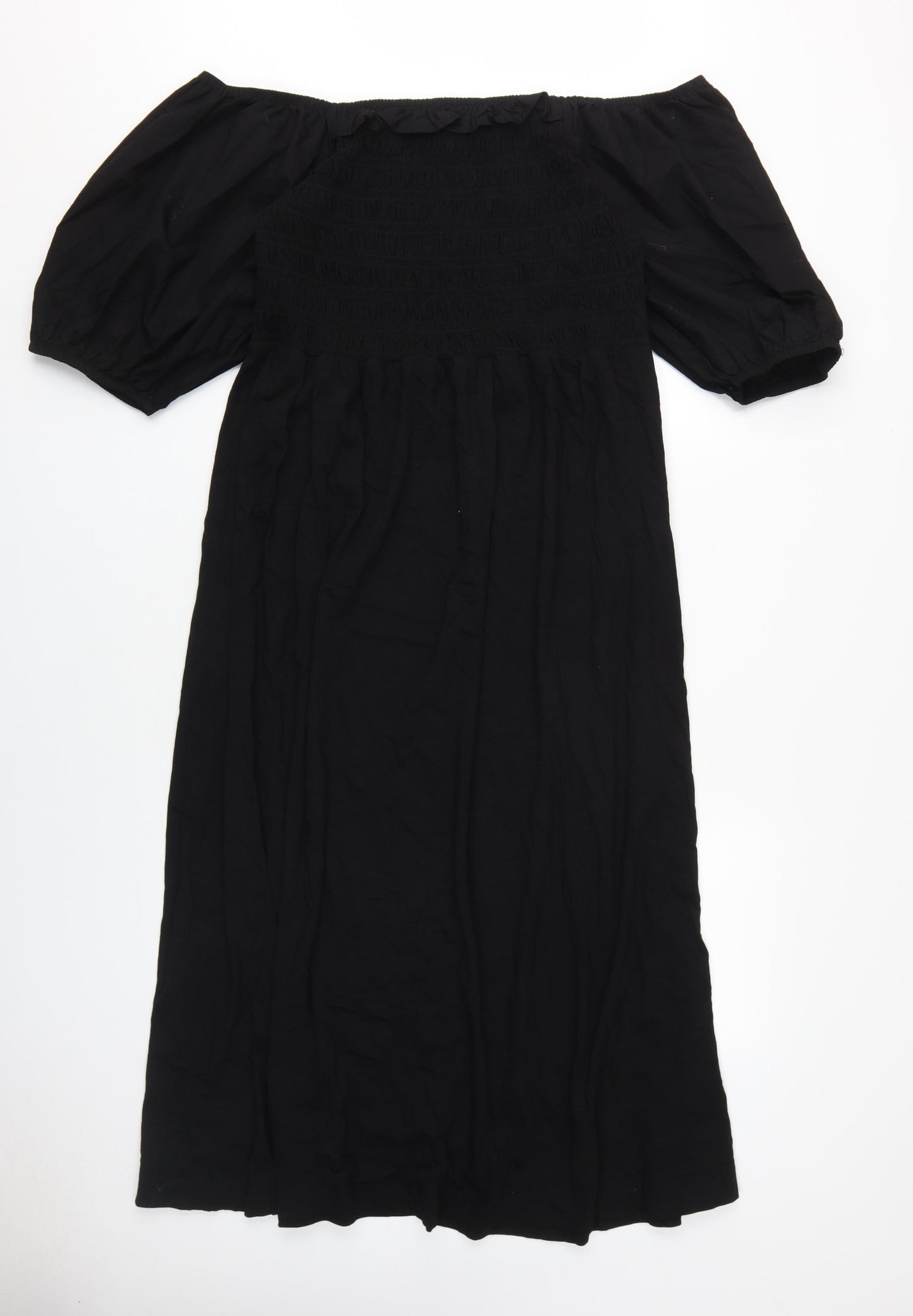 Next Women's Black Off the Shoulder Midi Dress - Size 16