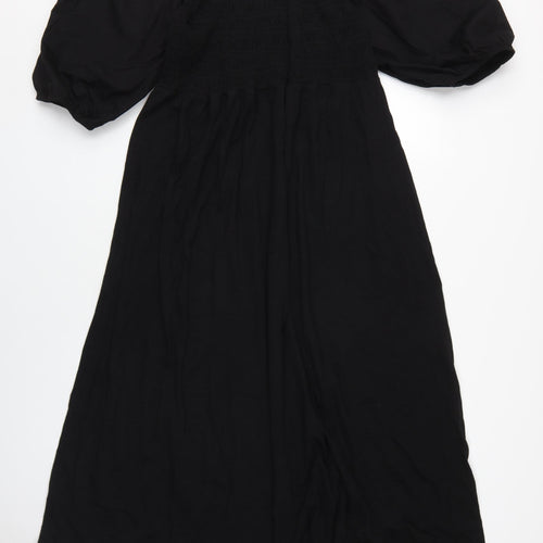Next Women's Black Off the Shoulder Midi Dress - Size 16