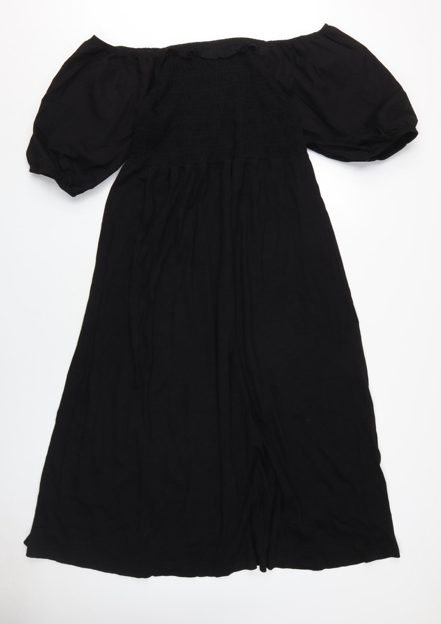 Next Women's Black Off the Shoulder Midi Dress - Size 16