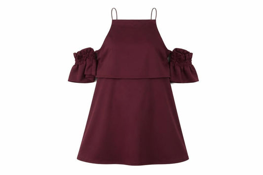 Front view of ASOS Women's Red A-Line Halter Dress, size 12, Sleeveless