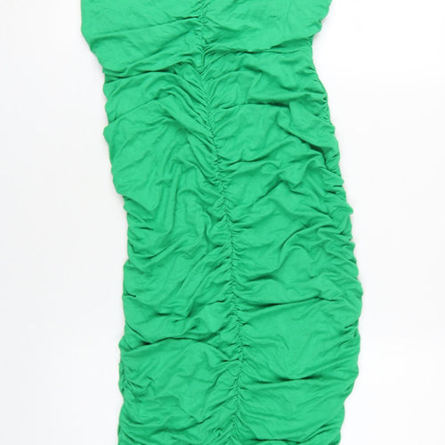 ASOS DESIGN Women's Green Ruched Jersey Dress Size 14