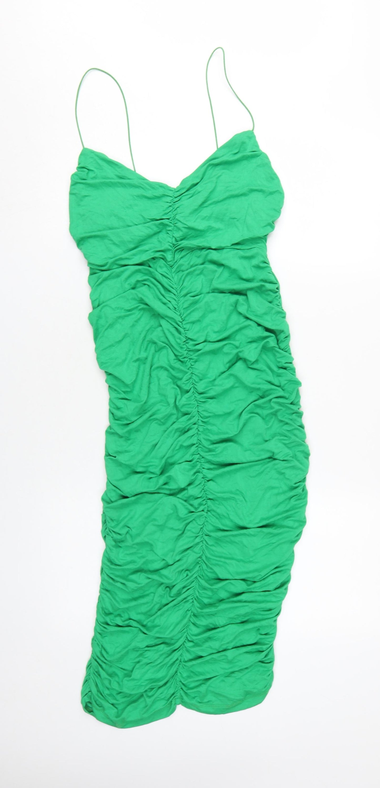 ASOS DESIGN Women's Green Ruched Jersey Dress Size 14