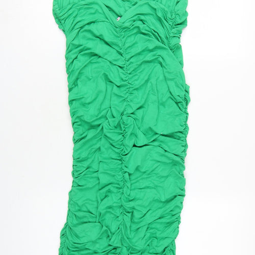 ASOS DESIGN Women's Green Ruched Jersey Dress Size 14