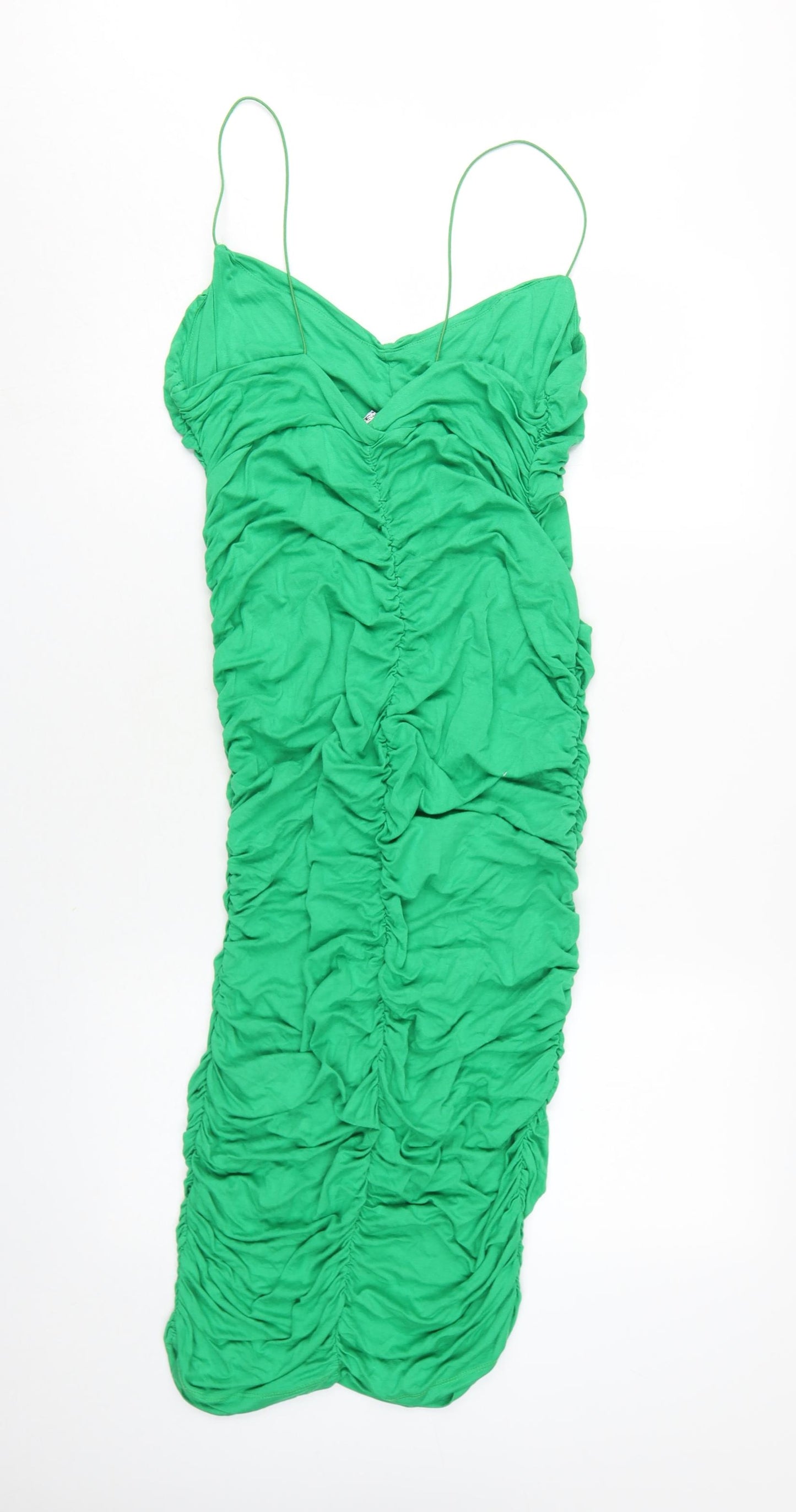 ASOS DESIGN Women's Green Ruched Jersey Dress Size 14