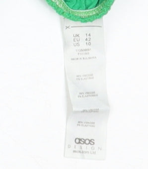 ASOS DESIGN Women's Green Ruched Jersey Dress Size 14