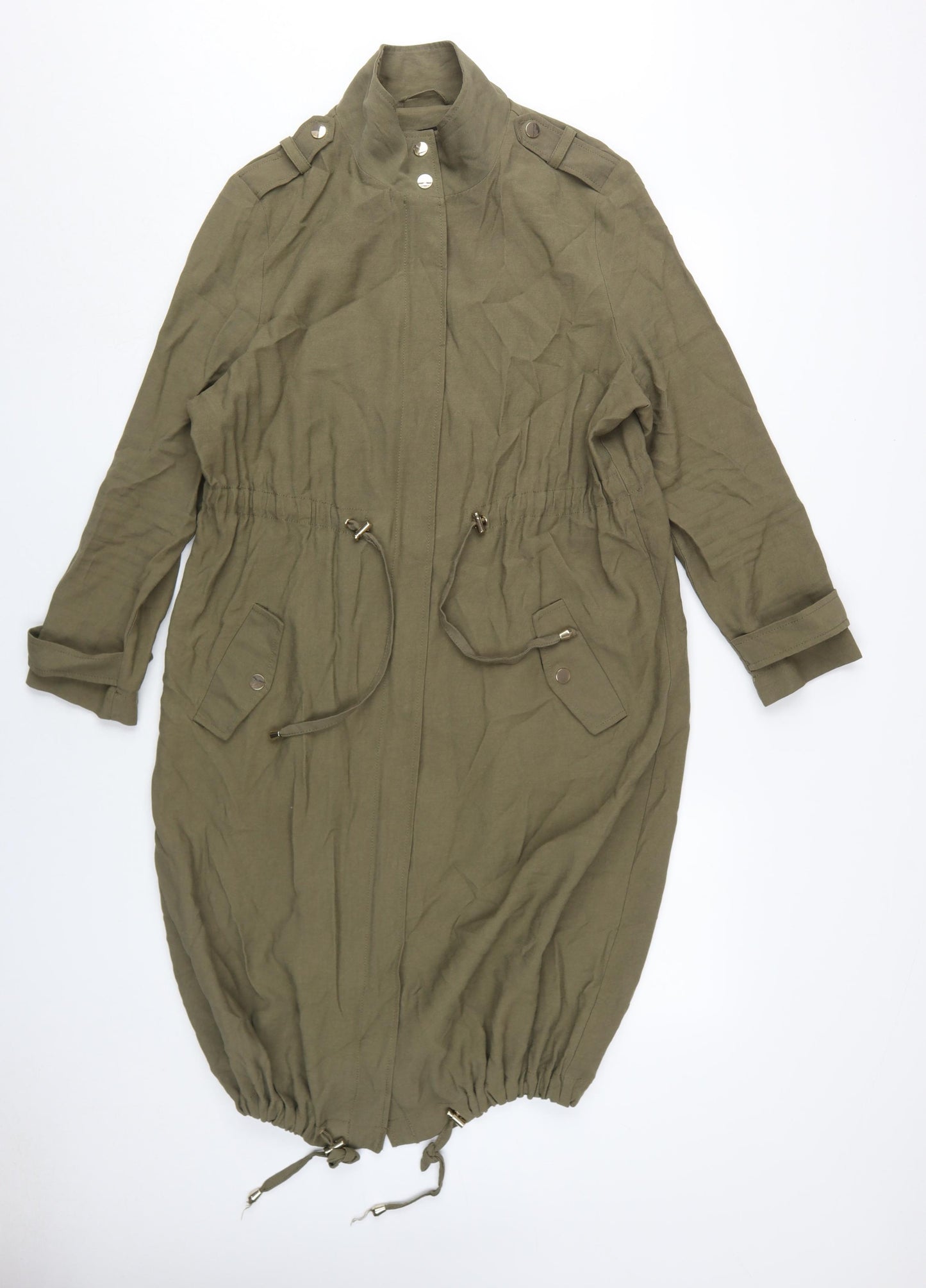 New Look Women's Green Anorak Coat, Size 12, Long Length