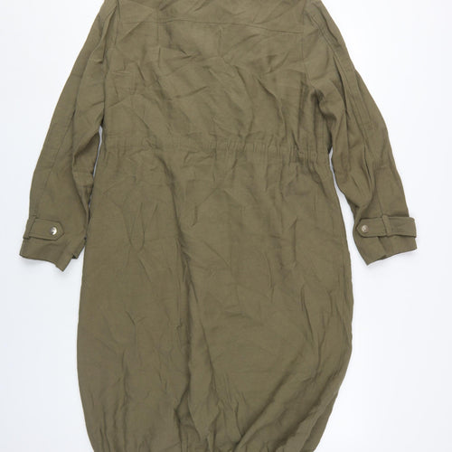 New Look Women's Green Anorak Coat, Size 12, Long Length