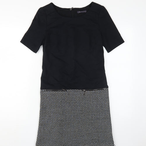 Marks and Spencer Black Knee Length Shift Dress UK 8