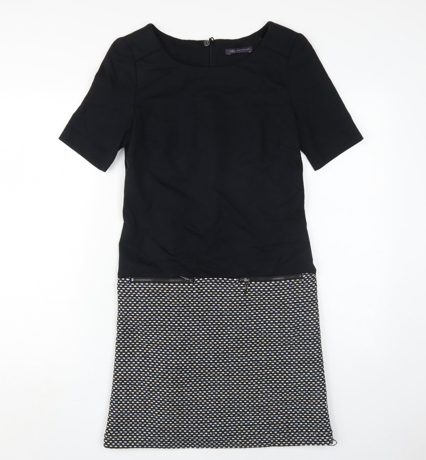 Marks and Spencer Black Knee Length Shift Dress UK 8