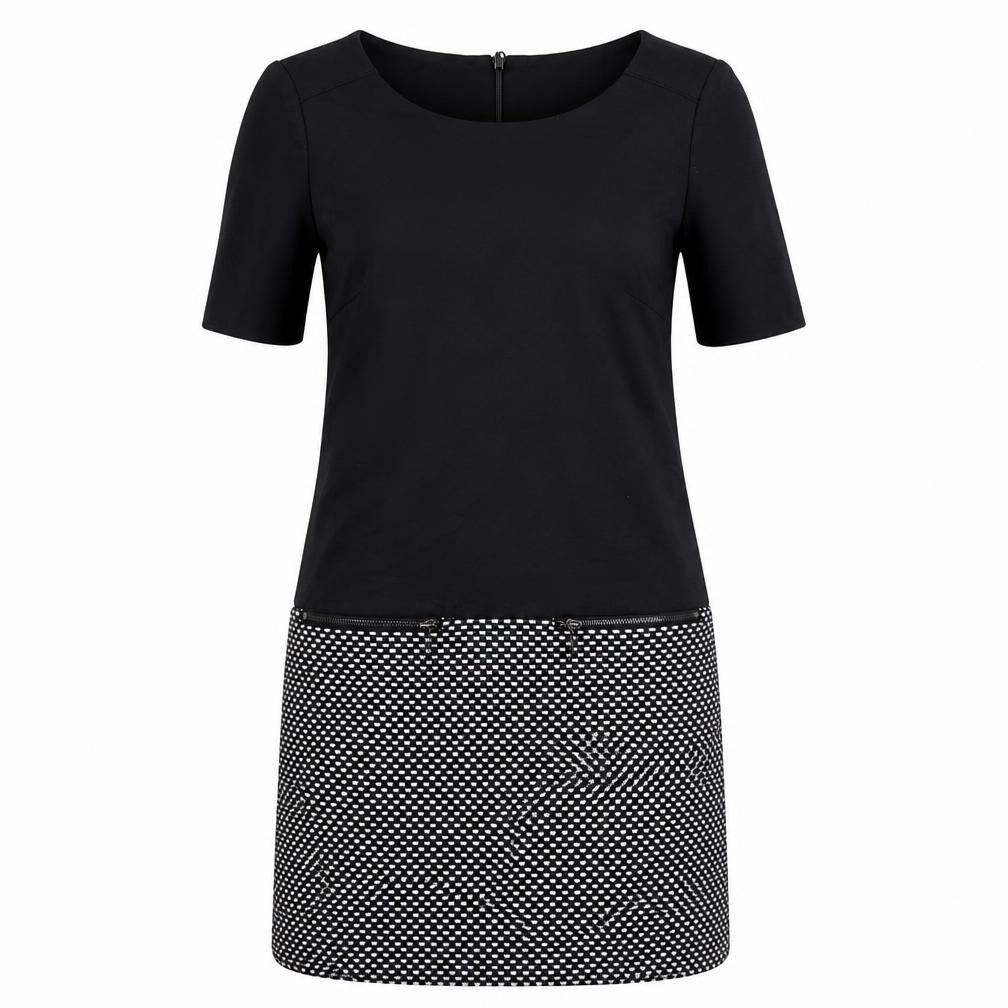 Front view of Marks & Spencer Black Knee Length Shift Dress UK 8