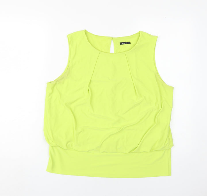Roman Women's Yellow Sleeveless Round Neck Top