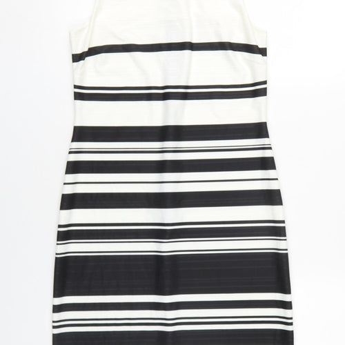 Next Women's Black Striped Sheath Dress Size 10