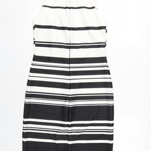 Next Women's Black Striped Sheath Dress Size 10