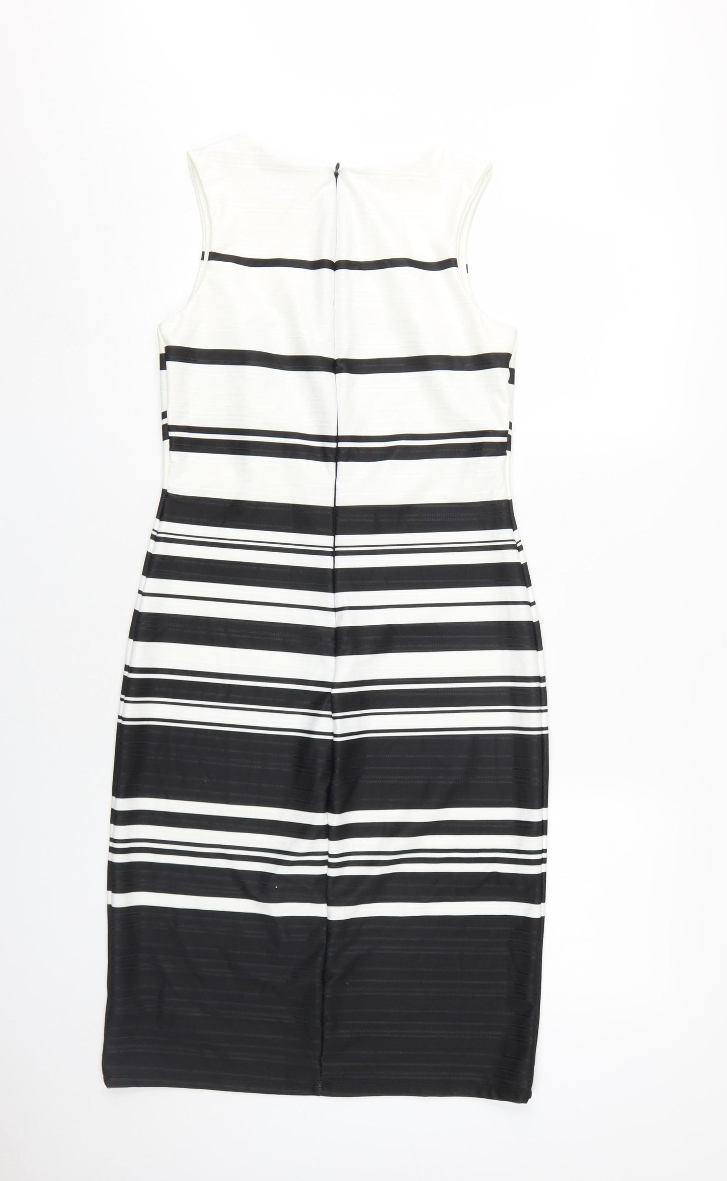 Next Women's Black Striped Sheath Dress Size 10