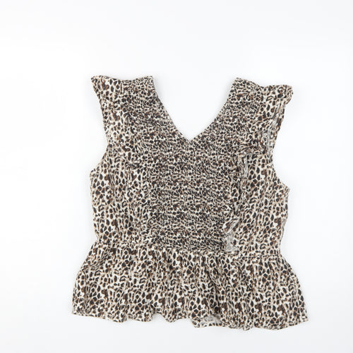 Dorothy Perkins Women's V-Neck Animal Print Blouse Size 16